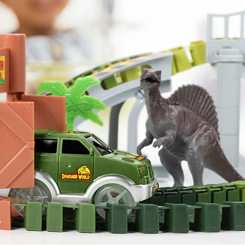 153 шт Детские Diy Сборные Динозавры юрского периода железная дорога гоночный трек автомобиль игрушка железные блоки железная дорога горки гоночные треки автомобиль игрушка
