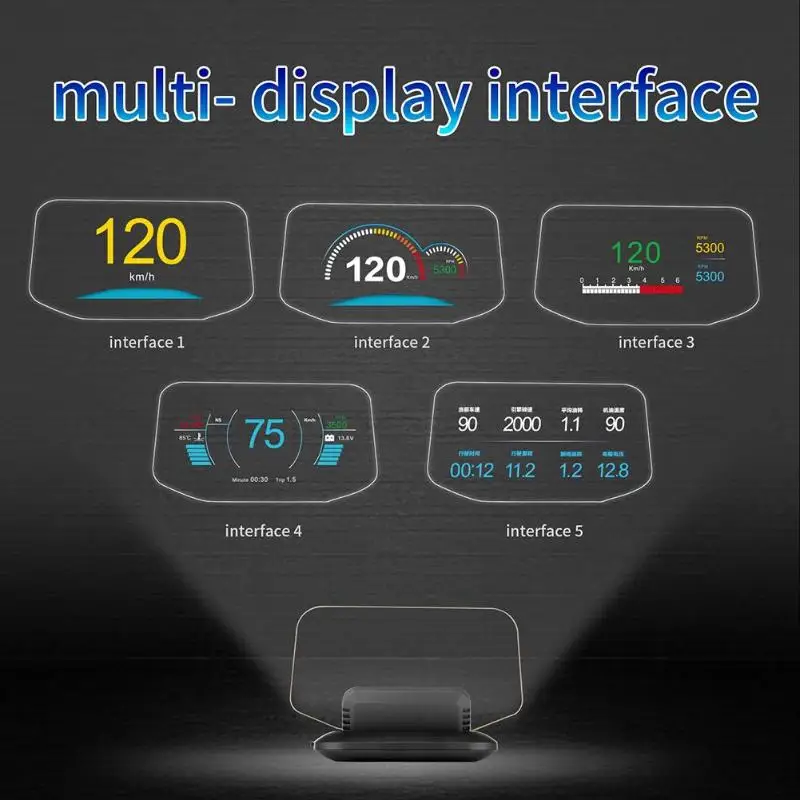 Автомобиль HUD Дисплей OBD2 gps HD светодиодный превышение скорости Предупреждение Системы проектор для ветрового стекла автоматический электронный OverspeedVoltage сигнализации