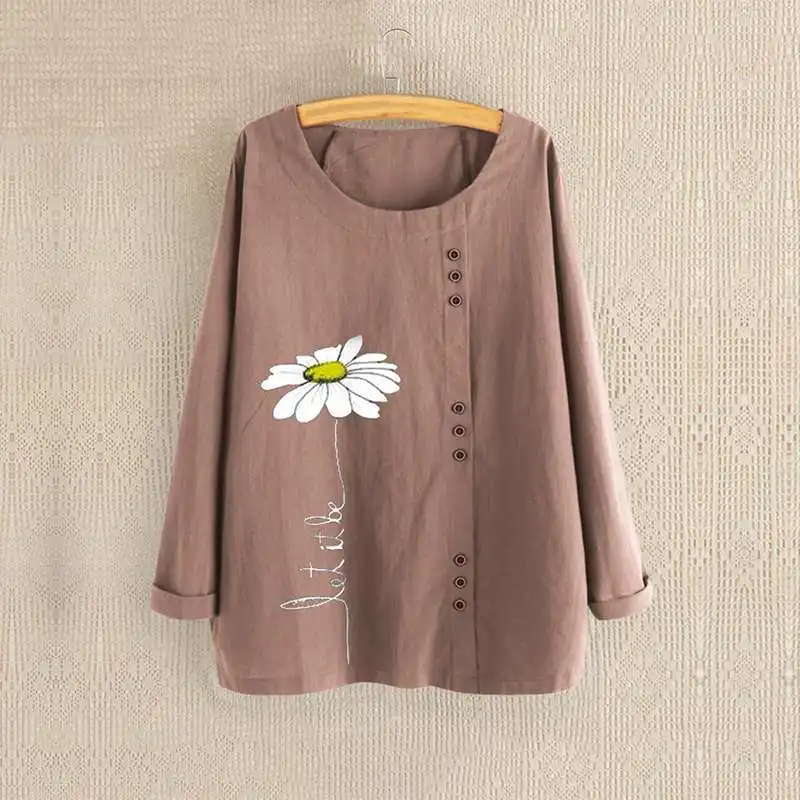 

Elegant Daisy Print Blouse Women's Autumn Blouse 2019 ZANZEA Casual Long Sleeve Tee Shirts Female Blusas Plus Size Tunic Chemise