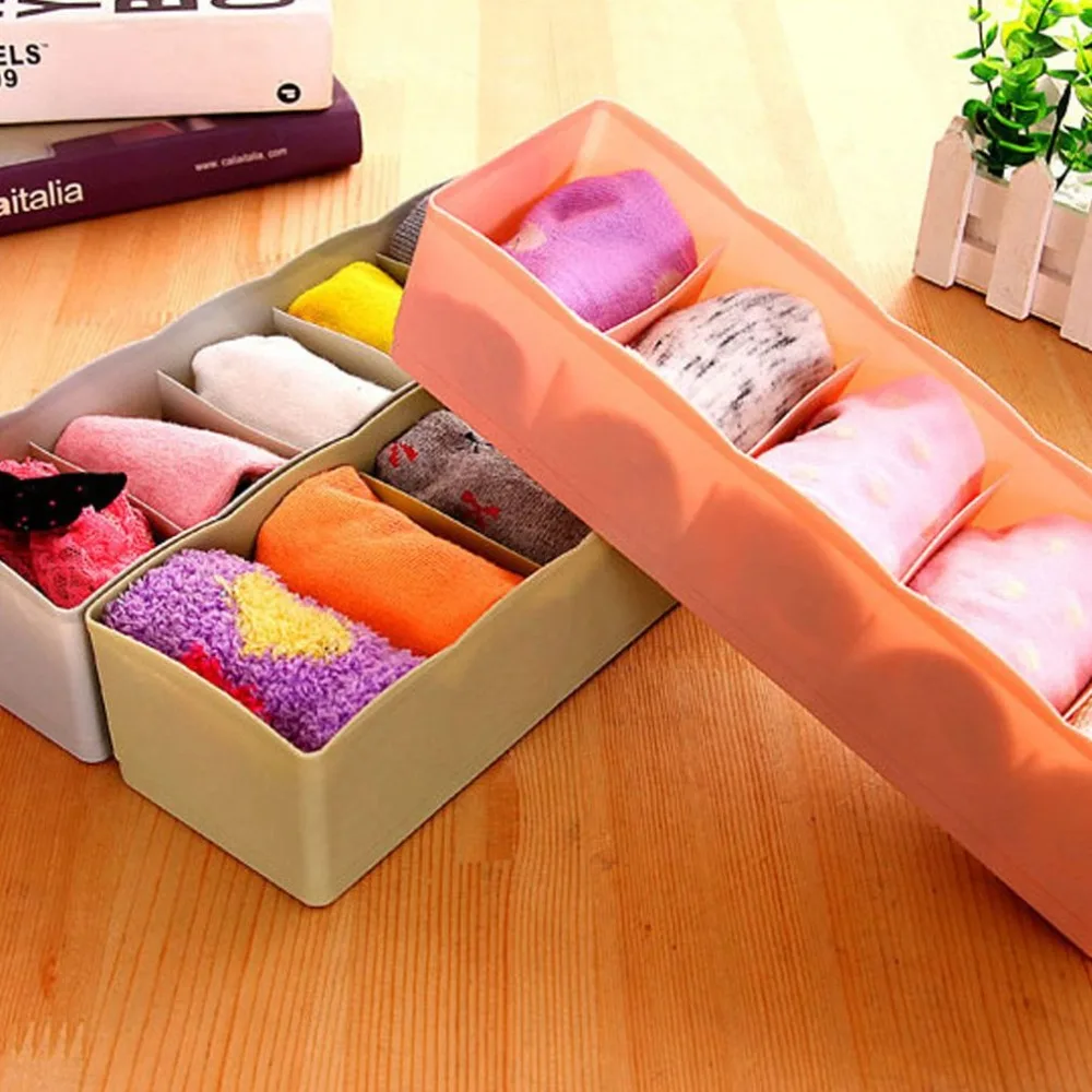 Plastic Desktop Organizer Universal Socks Storage Case Bra Ties Sorting Box Portable Underwear Organizer Home Accessories