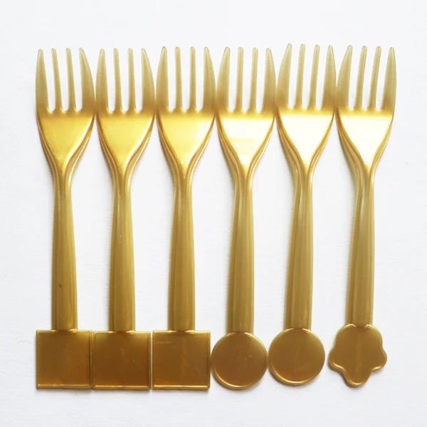 Fork-6PCS Единорог вечерние одноразовые наборы посуды золотые воздушные шары в форме единорога чашка счастливый день рождения Единорог тема, детский душ девушки сувениры - Цвет: Fork-6PCS
