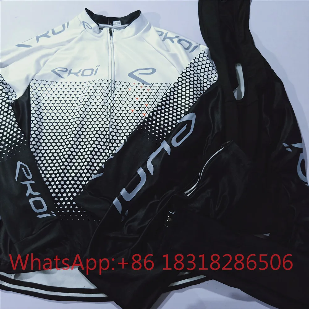 Winter men cycling jersey set EKOI long sleeve fleece warm thermal bike clothes triathlon suit team custom bicycle equipment