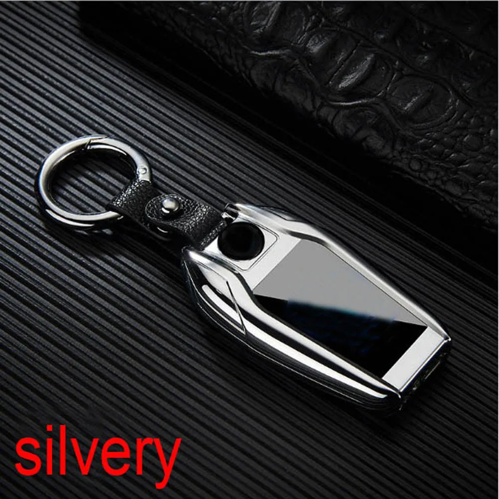 silvery USB Зажигалка освещение светодиодный экран Ключ Пряжка - Цвет: silvery