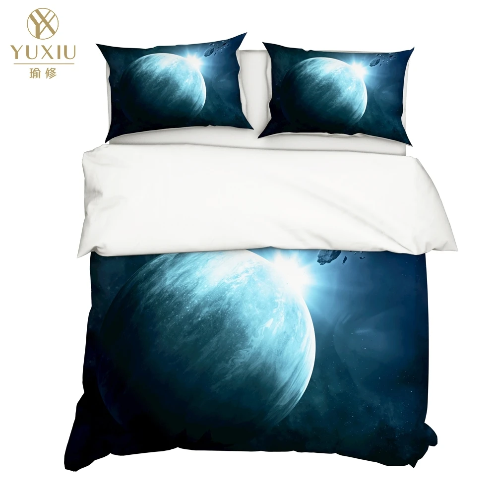 CelestialBody63 YuXiu 3D печатных Синий Galaxy пододеяльники 3 шт. набор постельных принадлежностей постельное белье Наволочка король королева полный дом Texitle - Цвет: CelestialBody63