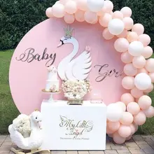 Allenjoy solid color round backdrop cover pink blue red color birthday wedding baby shower customize banner photocall boda