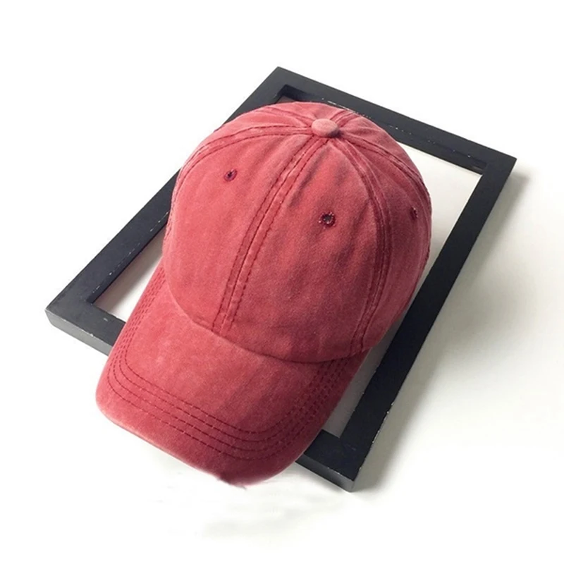 GAOKE Classic Casual Youth Caps Cotton Baseball Cap Washed Style Hat Plain Adjustable Solid Mens Hats Unisex Women Men Top