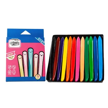 

1 Set 12 Colors Creative Cartoon Crayon Cute Triangle Crayon Pen Portable Crayon Painting Colour Pen for Kids