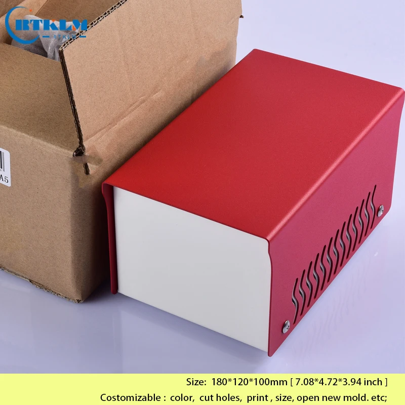 Eisen elektronische Projekt box Eisen Desktop-Gehäuse Anschluss dose DIY benutzer definierte Lautsprecher box Instrumenten koffer 180*120 * mm – Detail 6