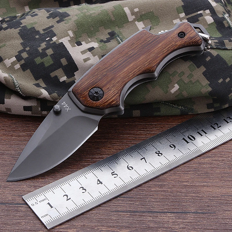 Серый цвет 5CR15MOV лезвие ножи брелок мини карманный складной охотничий нож тактические ножи выживания деревянная ручка ручные инструменты