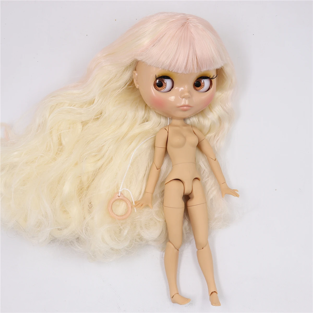 Neo Blythe Doll with Blonde Hair, Tan Skin, Shiny Cute Face & Custom Jointed Body 1