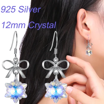 

Women's 925 Silver Earrings Fancy Sweet Butterfly Earrings 12mm Crystal Dangling Wedding Statement Party Jewelry Anniversary