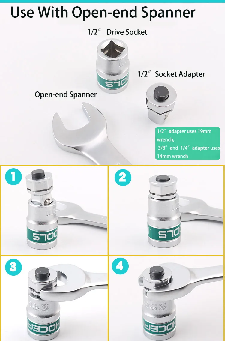 3 Pieces Wrench Socket Adapter Set 1/4 Inch 3/8 Inch 1/2 Inch Square Hex Handle Cr-V Quick Release Drive Sleeve Adapter