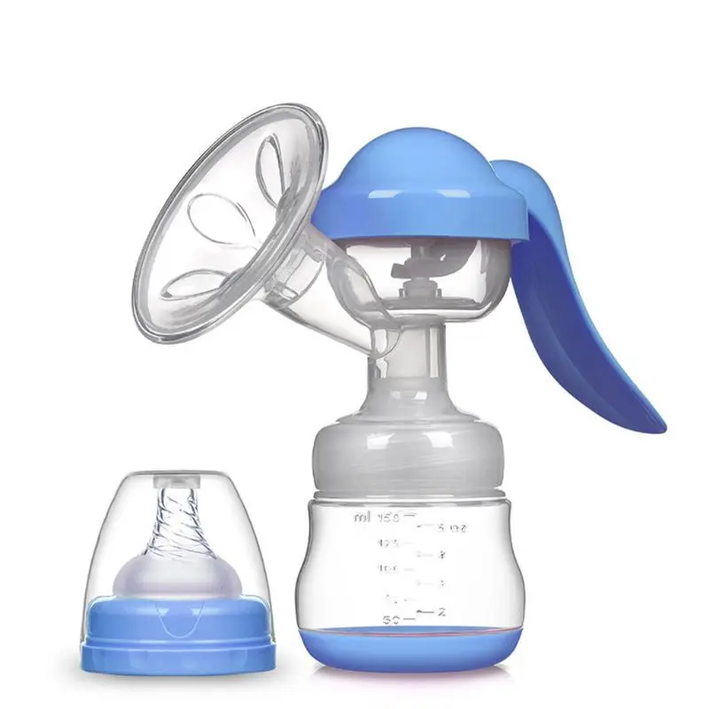 Blue Ручной молокоотсос для кормления молока мощный детский сосок всасывания отлично подходит для путешествий 19QF - Цвет: Blue