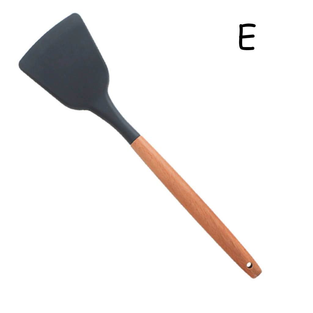 fried shovel Не токсичные ручки из бамбука инструмент для приготовления пищи антипригарная кухонная посуда кухонный инструмент силиконовая лопаточка термостойкая суповая ложка 1 шт - Цвет: fried shovel