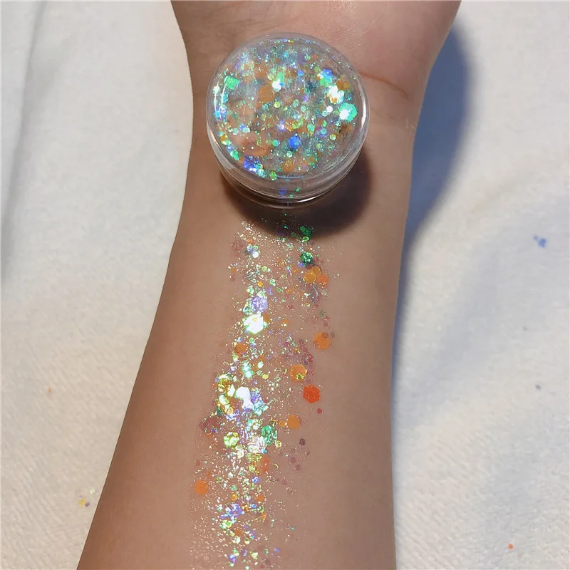1pcs 24colors Pigment Eye Shadow Shimmer Sparkling Diamond Holographic Chunky Glitter Gel Sequins Mermaid Sequins Powder 5665
