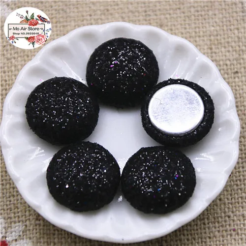 black 50pcs 50 шт 12 мм Разноцветные плоские с оборота блестящая покрытая тканью, круглая пуговица для дома и сада, кабошон для скрапбукинга - Цвет: black 50pcs