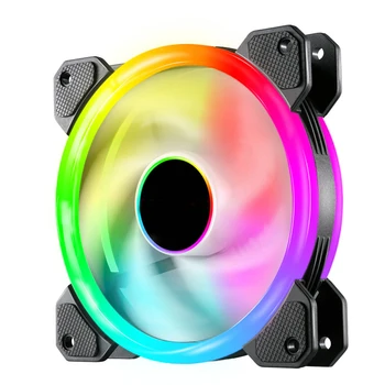 

RGB Cooling Fan Computer Case Radiator Fan Adjustable RGB High Performance Quiet 120mm Case Fan PC 12*12*2.5cm EM88