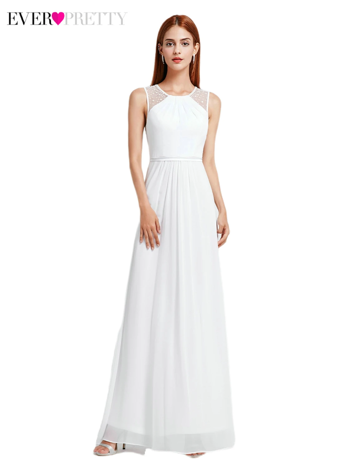 Элегантные платья подружки невесты, недорогие свадебные платья трапециевидной формы с круглым вырезом, без рукавов, из тюля, Vestidos Fiesta Boda - Цвет: White