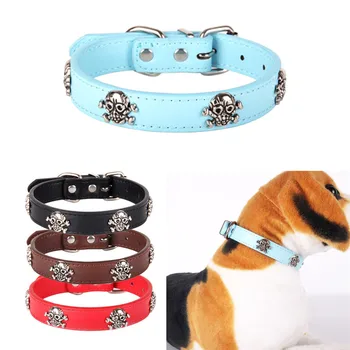 

New PU Leather Pirate Skull Punk Dog Collar Creative Halloween Pet Collar Pet Accessory