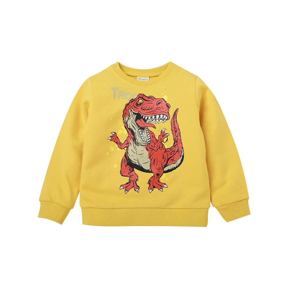 MF9082 Yellow 27 Детский свитер с динозавром из мультфильма для мальчиков 2-9 лет, Осенний теплый свитер для детей, детские рубашки с длинными рукавами, одежда для маленьких мальчиков - Цвет: MF9082 Yellow