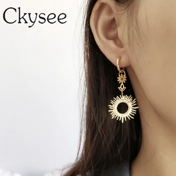 

Simple 1pcs 925 Sterling Silver Earrings Sun Goddess Pendant Drop Earrings For Women Fashion Earrings Daily All-Match Fine Jewel