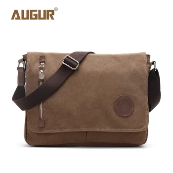 

Augur 2019 Canvas Leather Crossbody Bag Men Military Army Vintage Messenger Bags Shoulder Bag Casual Travel school Bags