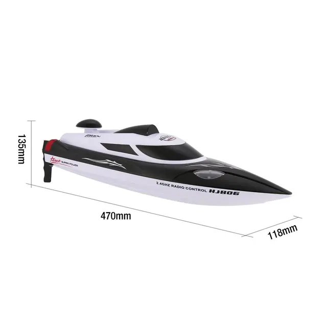 RC boat HJ806 47cm 2.4G RC 30km/h High Speed Racing Boat Water Cooling System Flipped Omni-directional Voltage Promp 6