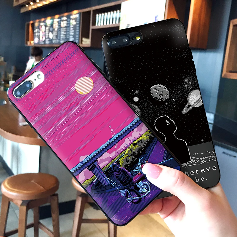Soft Silicone Phone Case For iPhone XR TPU 5 5SE 6 6S 7 Plus 8Plus XS X Xr Max 9 Coque Retro black | Мобильные телефоны и