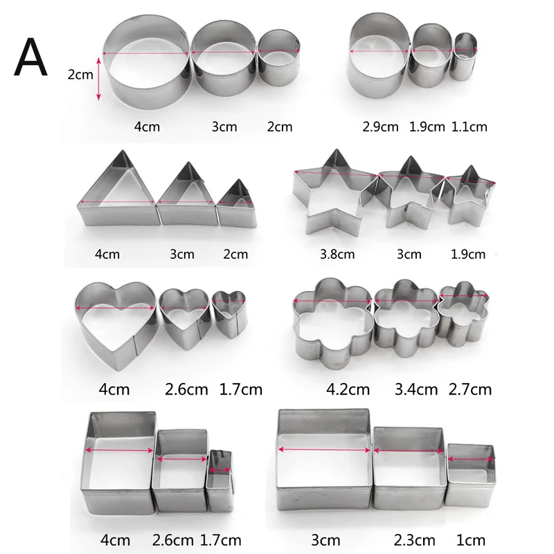8 шт./компл. Нержавеющая сталь Рождество формочки для печенья 3D форма для торта, печенья Fondant(сахарная) резак DIY Инструменты для выпечки - Цвет: A 24pcs set
