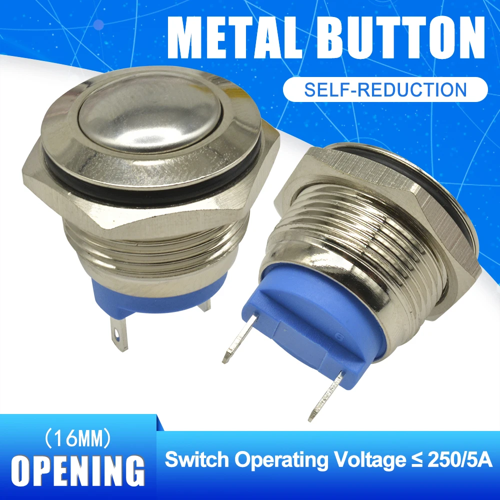220v 5a Car Push Button Switch Self Resetting Stainless Steel Switch On