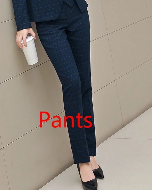 Pants Осень Зима Женский деловой костюм Корейская мода решетки тонкий длинный рукав маленький костюм куртка темперамент два комплекта дикий тренд - Цвет: Pants