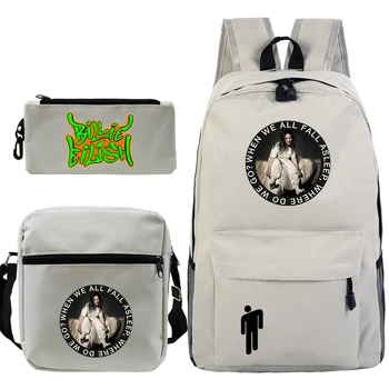 

Mochila Billie Eilish Backpack 3pcs/set Lunch Tote Pencil Case Travel Laptop Bagpack School Bags for Teenage Girls Dropshipping