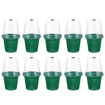 

10pcs Transparent Round Flowerpot Plastic Flower Pot Plants Nursery Pot (Green)