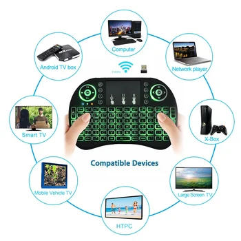 

2.4GHz Wireless Keyboard Touchpad 7 Colors Backlight i8 Keyboard Air Mouse Keypad Handheld For Android TV Box Computer Accessory