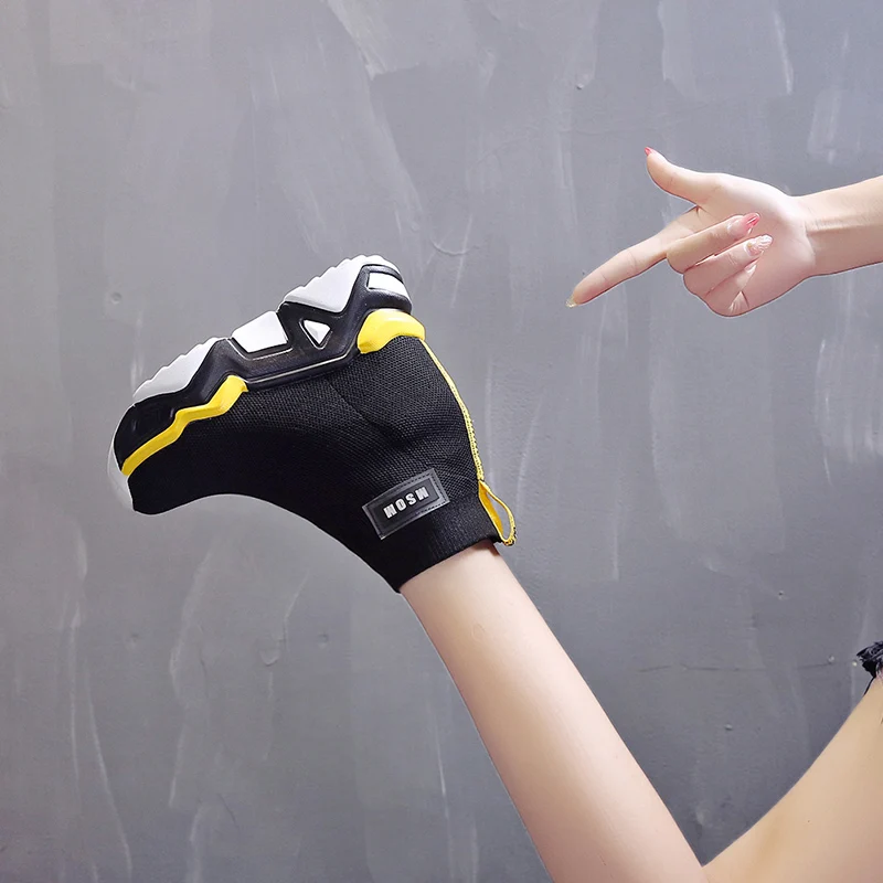 Najtaniej SWYIVY Mesh buty na koturnie kobieta buty na platformie damskie nowe solidne 2019 jesień Slip On botki dla kobiet okrągłe Toe buty damskie