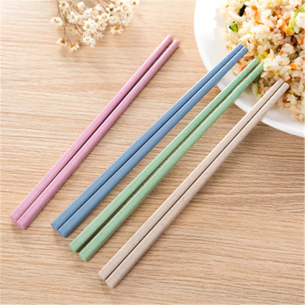 1 Pair Wheat Straw Chopsticks Portable Japanese Tableware Hotel Restaurant Chopsticks Non-Slip Chinese Chopsticks Kitchen Tool