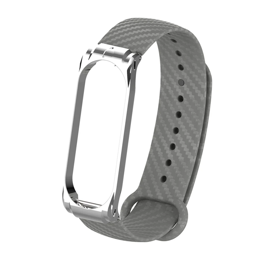 Серый Ремешок для Xiaomi Mi Band 4 из углеродного волокна металлический корпус браслет на запястье для Xiaomi Mi Band 4 браслеты - Цвет: Серый