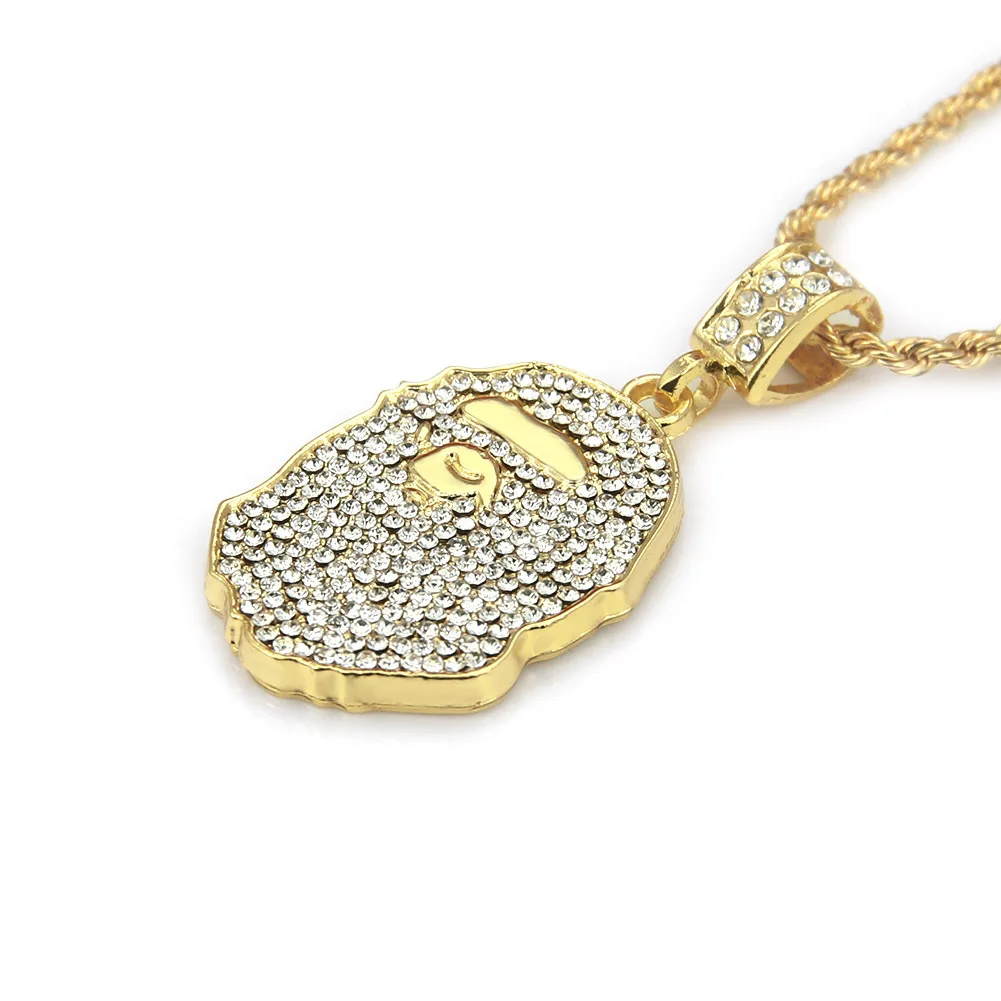 Европа и Америка Мода и индивидуальность полный кристаллов кулон ожерелье AliExpress стиль ожерелье хип-хоп обезьяна на шею