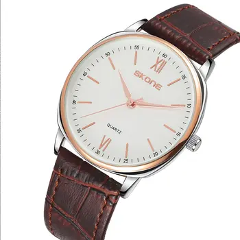 

Men Business Quartz Watch Ultra Slim Leather Strap Week Calendar Round Dial Novel Design Exquisite Workmanship Casual