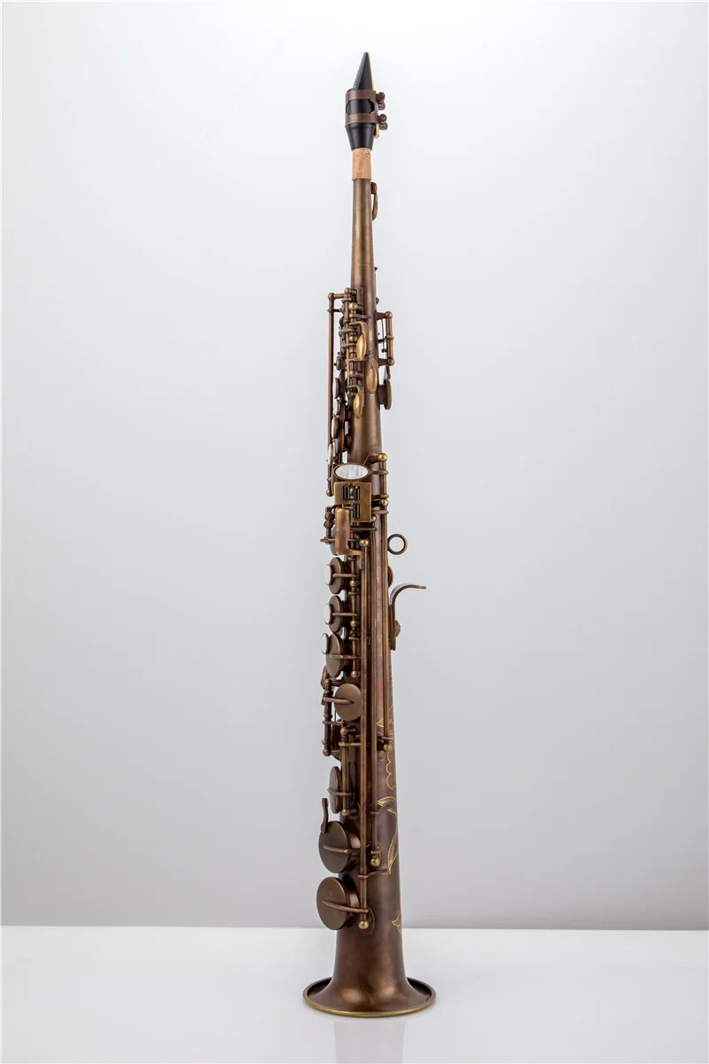 Made in France Mark VI Brass Straight Soprano Sax Saxophone Bb B Flat Woodwind Instrument Natural Shell Key Carve Pattern