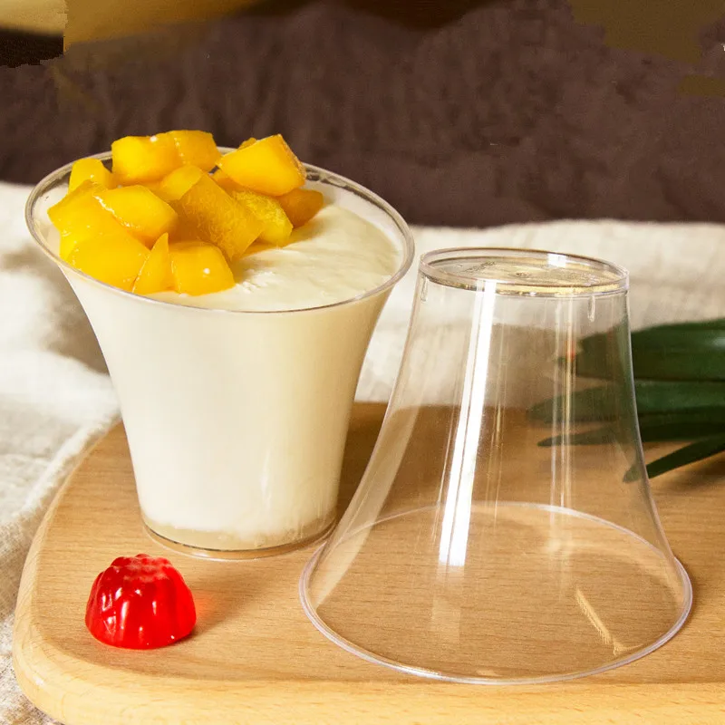 

50pcs High quality mousse cup creative transparent yogurt pudding jelly dessert plastic cups 135ml disposable ice cream cup