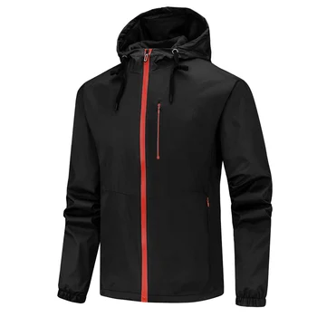 

Men Hooded Letter Thin Windbreaker Jacket Youth Slim Large Size Zippered Jacket &T8