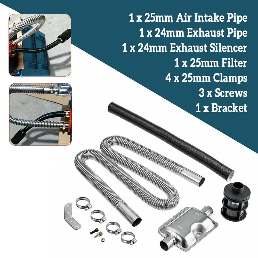 1 set Diesel Parking Heater 24mm Exhaust Silencer 25mm Filter Heater Ducting Pipe Hose Line For Webasto for Eberspacher