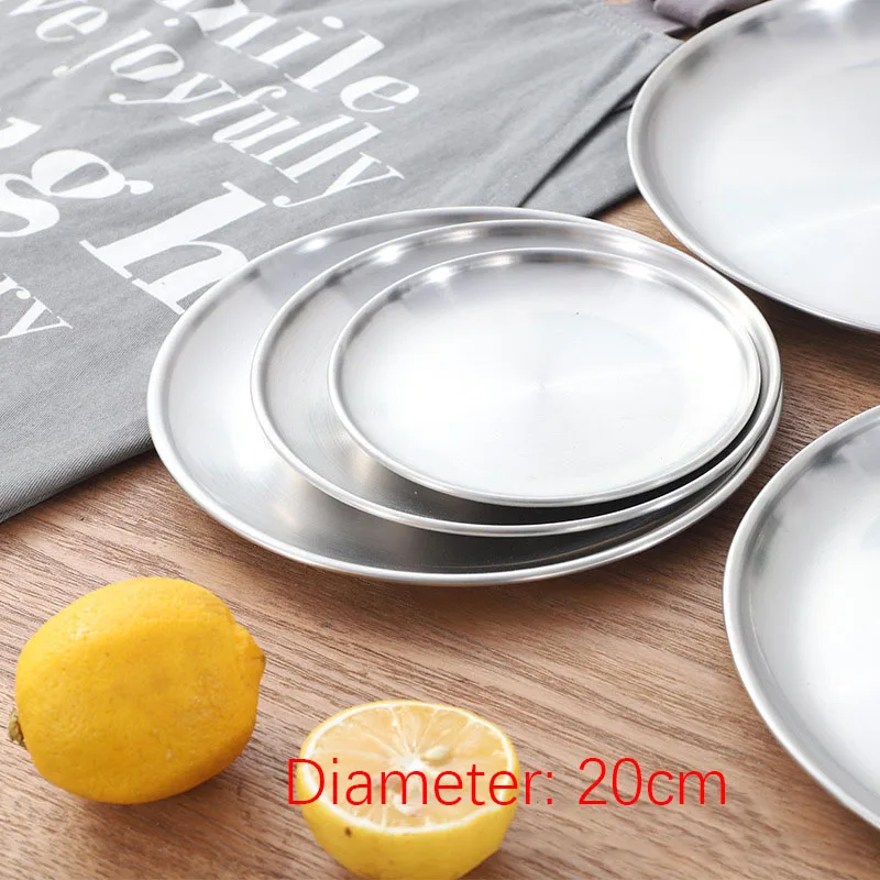 Серебристый поднос для хранения из нержавеющей стали, нордический круглый металлический поднос для снэков, фруктовая тарелка, ювелирный поднос, кухонный Органайзер - Цвет: Matt 20cm