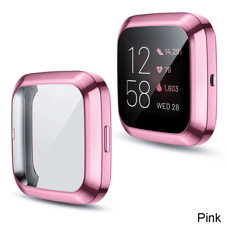 10 цветов полное покрытие для Fitbit Versa 2 защитный чехол для экрана Защитная крышка для Fitbit Versa 2 Аксессуары для часов - Цвет: Pink