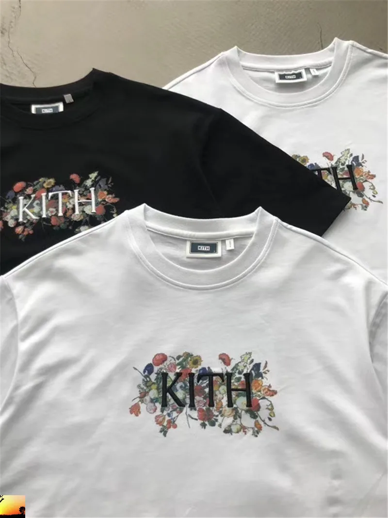

Embroidery Flowers KITH Tee Oversized GARDENS OF THE MIND Kith T Shirt Men Women Fast Shipping