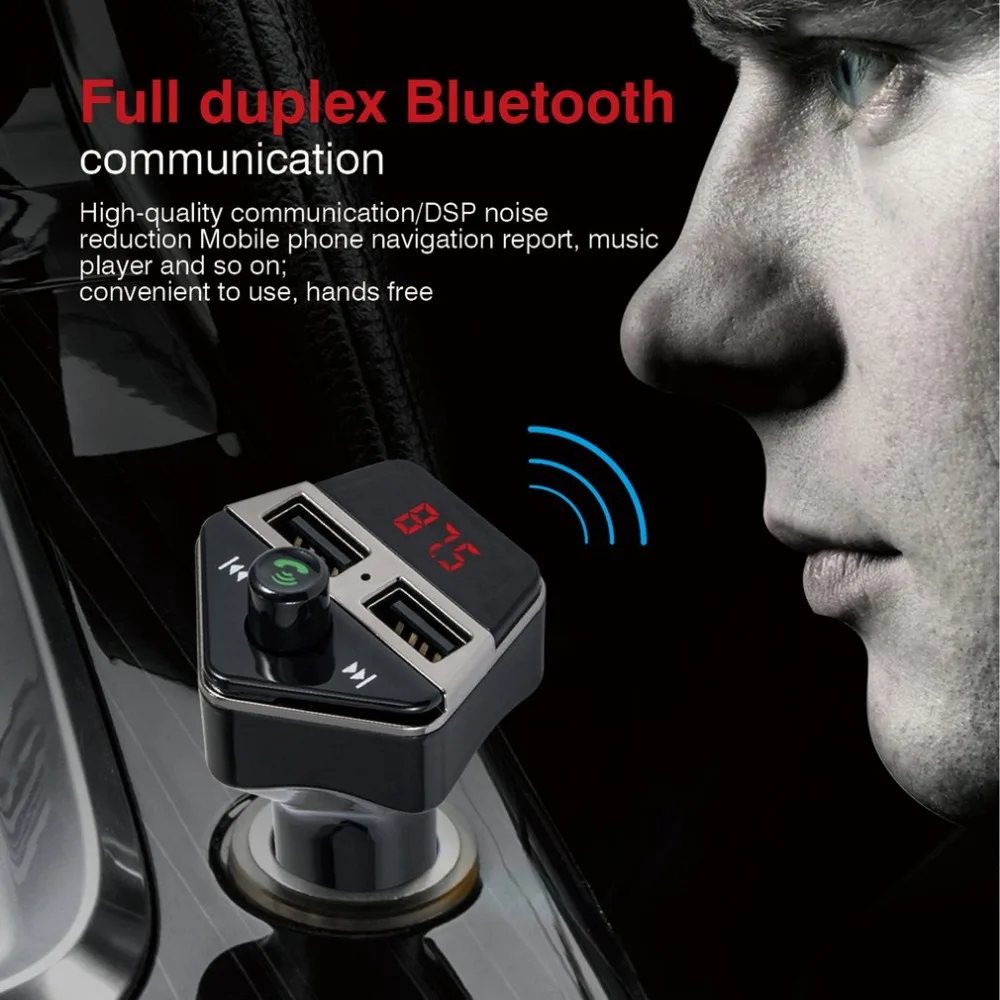 Портативный Bluetooth автомобильный комплект громкой связи fm-передатчик MP3-плеер двойной зарядное устройство USB TF/U диск музыкальный инструмент, прямые поставки