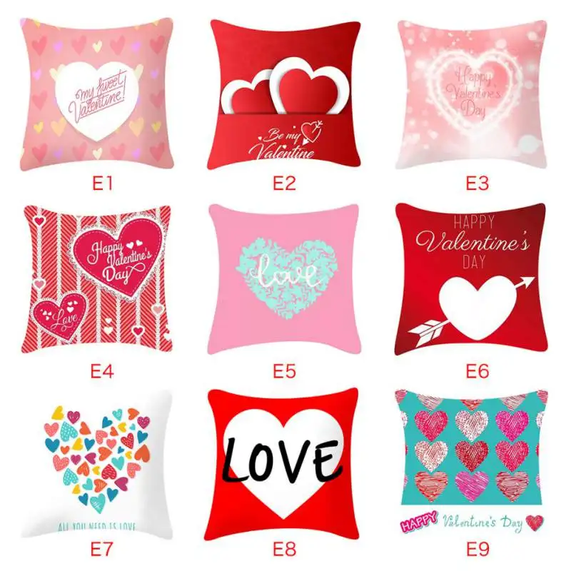 Pillow Case Red Valentine Day Decoration Cushion Cover Polyester Heart I LOVE YOU Print For Couple Home Decor 45*45 | Дом и сад
