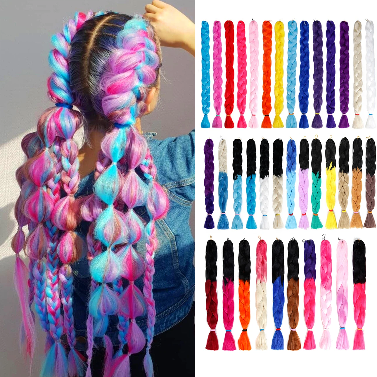 YxCheris Synthetic Crochet Hair 82 Inches 165g Black Brown Pink Long Jumbo Braids Xpression Ombre Braiding Hair Wholesale