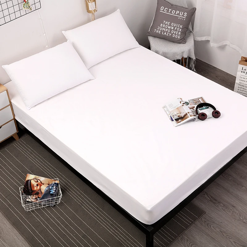  Solid Sanding Mattress Protector with Elastic Band Soft Colorful Fitted Sheet Breathable Anti-mite 